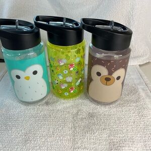Squishmallows Kids Water Bottles - Blue, Green, Brown